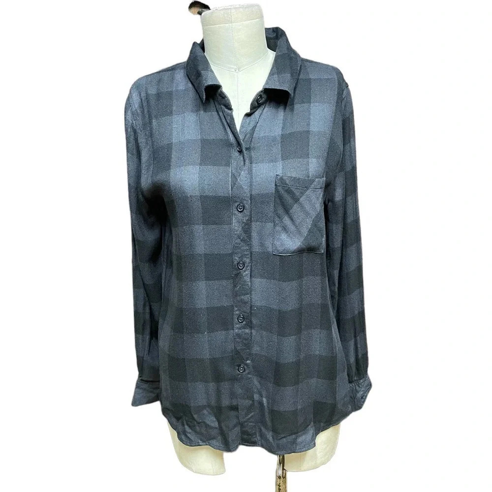 Rails Hunter Flannel Button Down Shirt Gray Black Check Plaid Size‎ Small